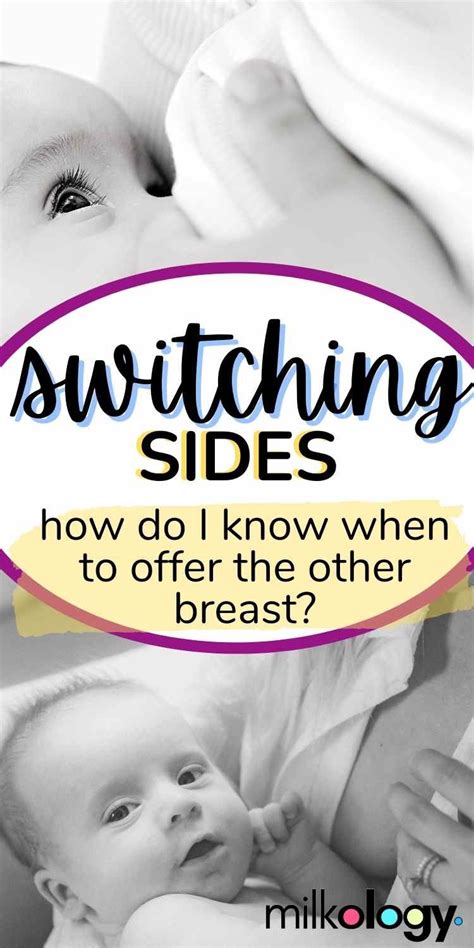 Switch feeding is exactly as it sounds; during a breastfeeding session, you switch baby between breasts, going back and forth to each every few minutes. . Breastfeeding switch breasts